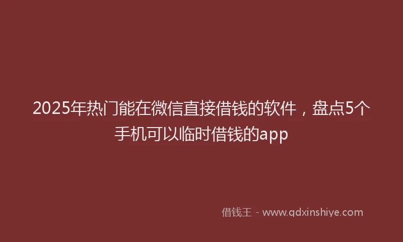 2025年热门能在微信直接借钱的软件，盘点5个手机可以临时借钱的app