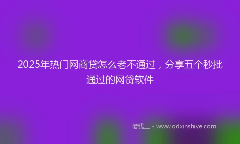 2025年热门网商贷怎么老不通过，分享五个秒批通过的网贷软件
