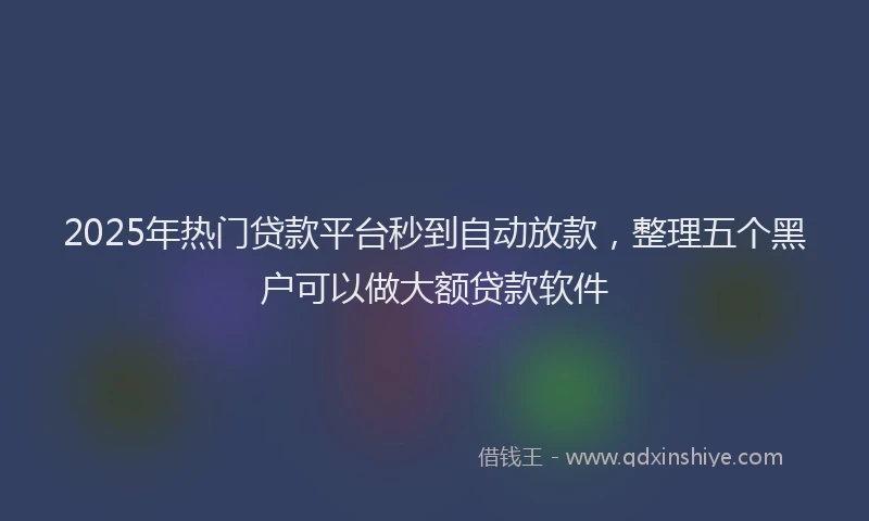 2025年热门贷款平台秒到自动放款，整理五个黑户可以做大额贷款软件