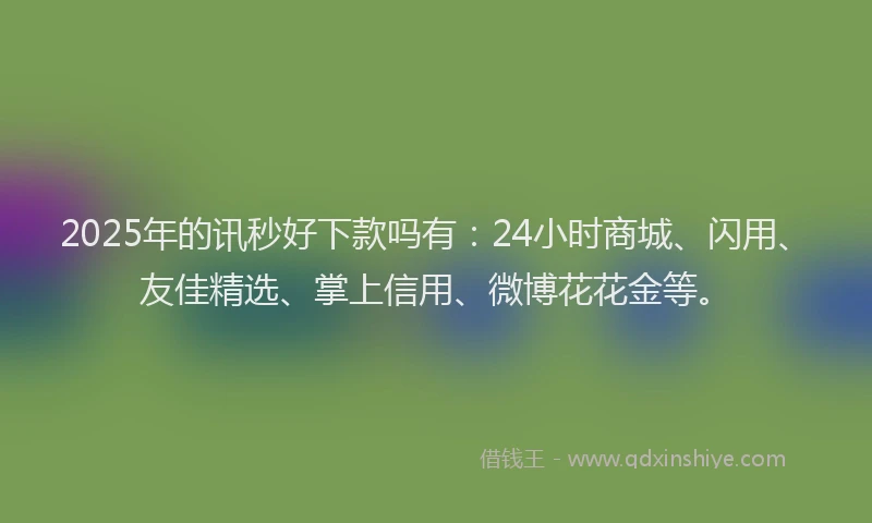 2025年的讯秒好下款吗有：24小时商城、闪用、友佳精选、掌上信用、微博花花金等。