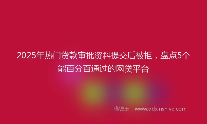 2025年热门贷款审批资料提交后被拒，盘点5个能百分百通过的网贷平台