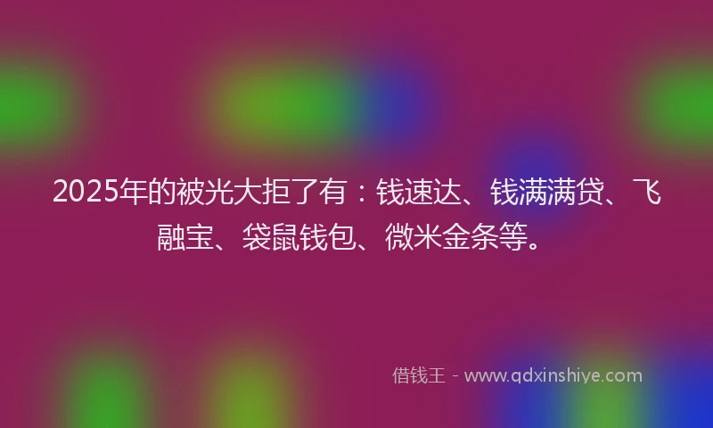 2025年的被光大拒了有:钱速达、钱满满贷、飞融宝、袋鼠钱包、微米金条等。