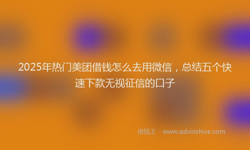 2025年热门美团借钱怎么去用微信，总结五个快速下款无视征信的口子