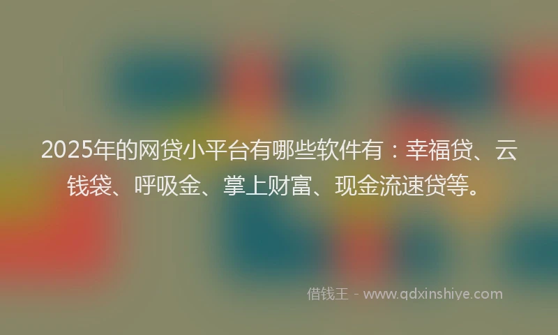 2025年的网贷小平台有哪些软件有：幸福贷、云钱袋、呼吸金、掌上财富、现金流速贷等。