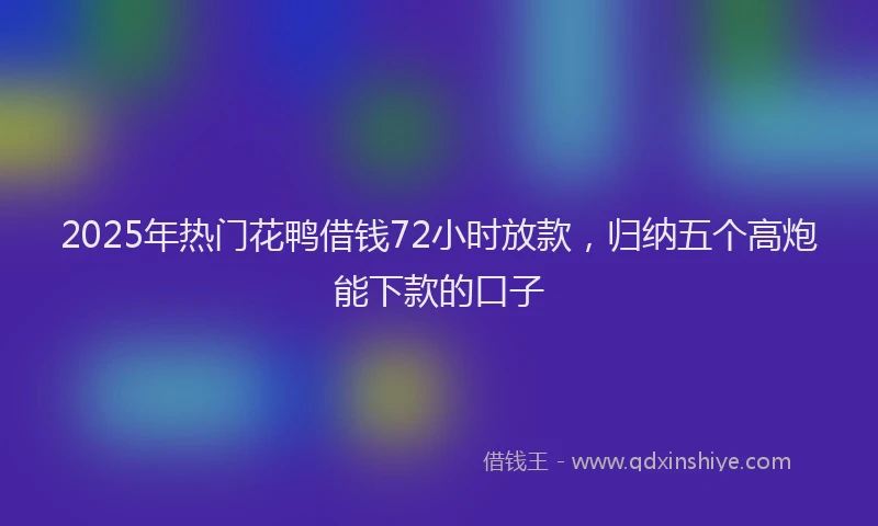 2025年热门花鸭借钱72小时放款，归纳五个高炮能下款的口子