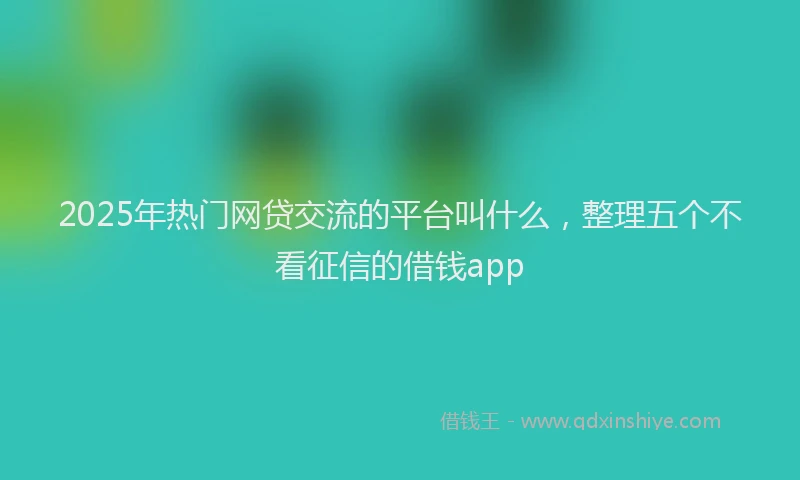 2025年热门网贷交流的平台叫什么，整理五个不看征信的借钱app
