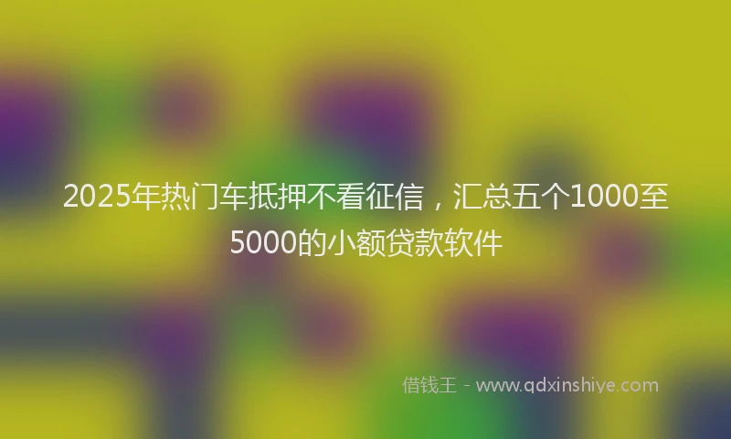 2025年热门车抵押不看征信，汇总五个1000至5000的小额贷款软件