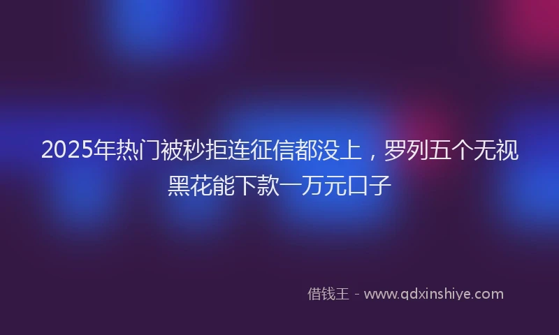 2025年热门被秒拒连征信都没上，罗列五个无视黑花能下款一万元口子