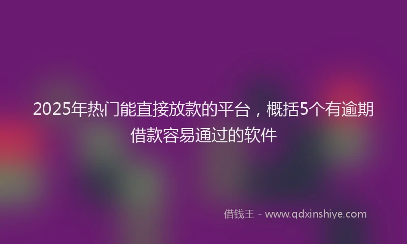 2025年热门能直接放款的平台，概括5个有逾期借款容易通过的软件
