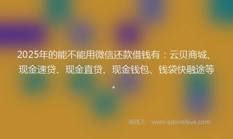 2025年的能不能用微信还款借钱有：云贝商城、现金速贷、现金直贷、现金钱包、钱袋快融途等。