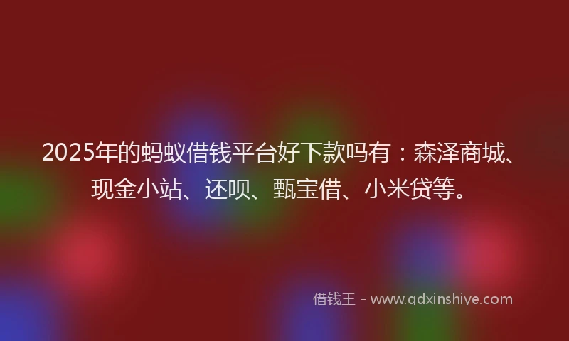2025年的蚂蚁借钱平台好下款吗有：森泽商城、现金小站、还呗、甄宝借、小米贷等。