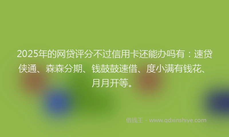 2025年的网贷评分不过信用卡还能办吗有：速贷侠通、森森分期、钱鼓鼓速借、度小满有钱花、月月开等。