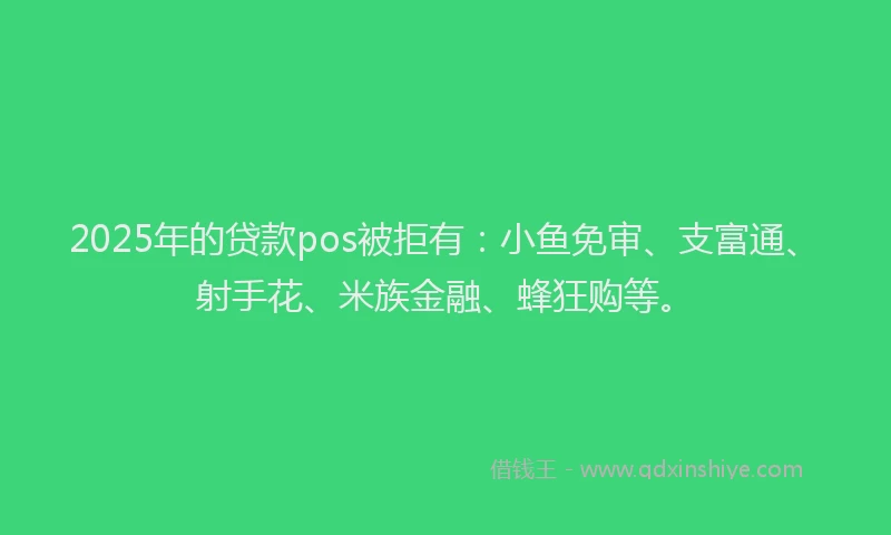2025年的贷款pos被拒有：小鱼免审、支富通、射手花、米族金融、蜂狂购等。