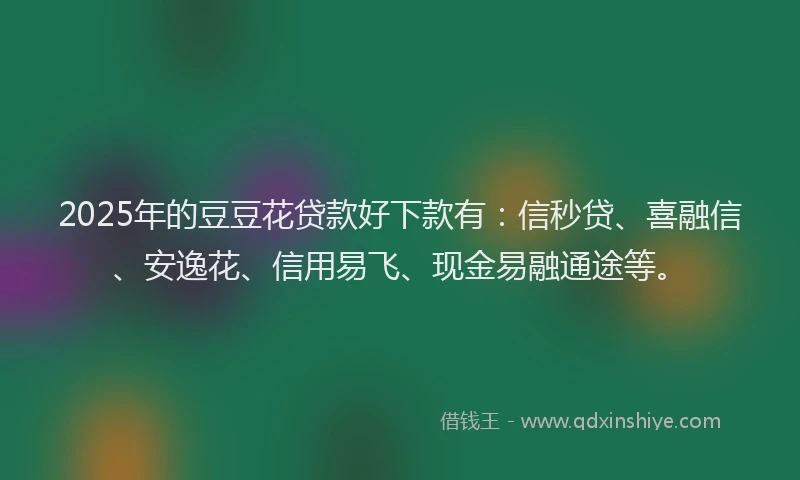 2025年的豆豆花贷款好下款有：信秒贷、喜融信、安逸花、信用易飞、现金易融通途等。