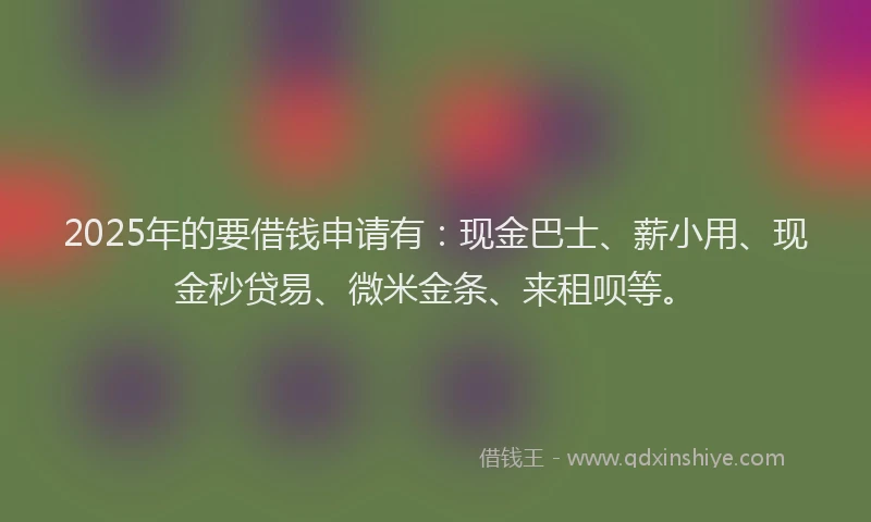 2025年的要借钱申请有：现金巴士、薪小用、现金秒贷易、微米金条、来租呗等。