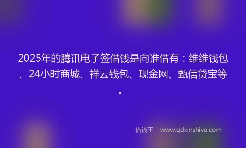 2025年的腾讯电子签借钱是向谁借有：维维钱包、24小时商城、祥云钱包、现金网、甄信贷宝等。