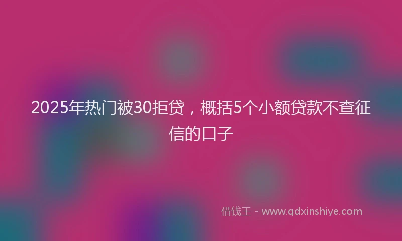2025年热门被30拒贷，概括5个小额贷款不查征信的口子