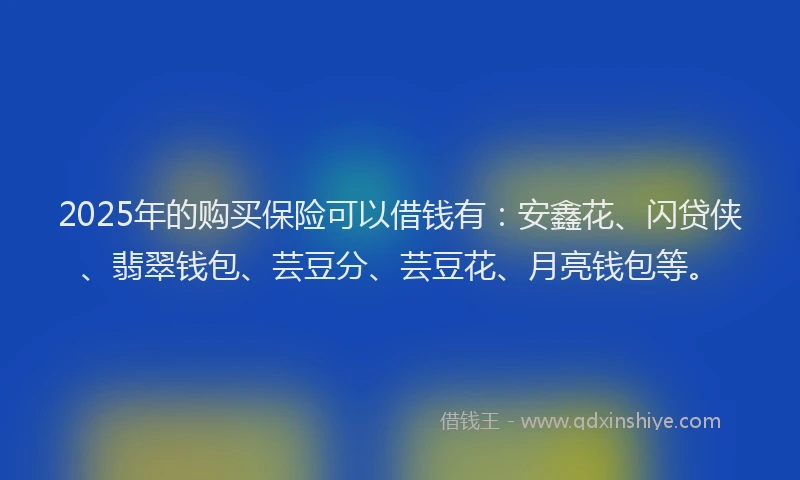 2025年的购买保险可以借钱有：安鑫花、闪贷侠、翡翠钱包、芸豆分、芸豆花、月亮钱包等。