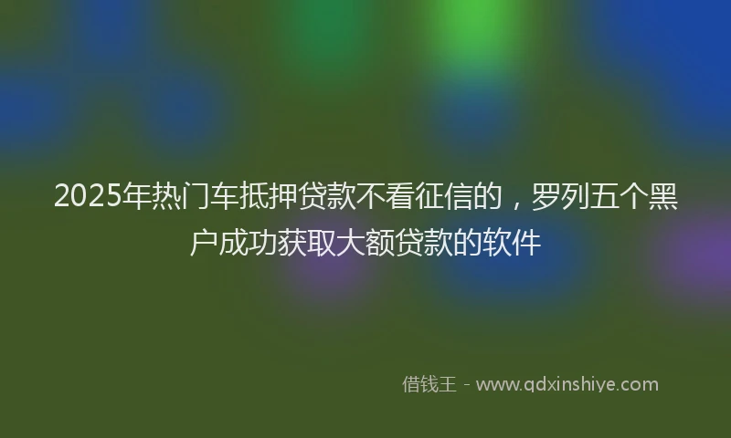 2025年热门车抵押贷款不看征信的，罗列五个黑户成功获取大额贷款的软件