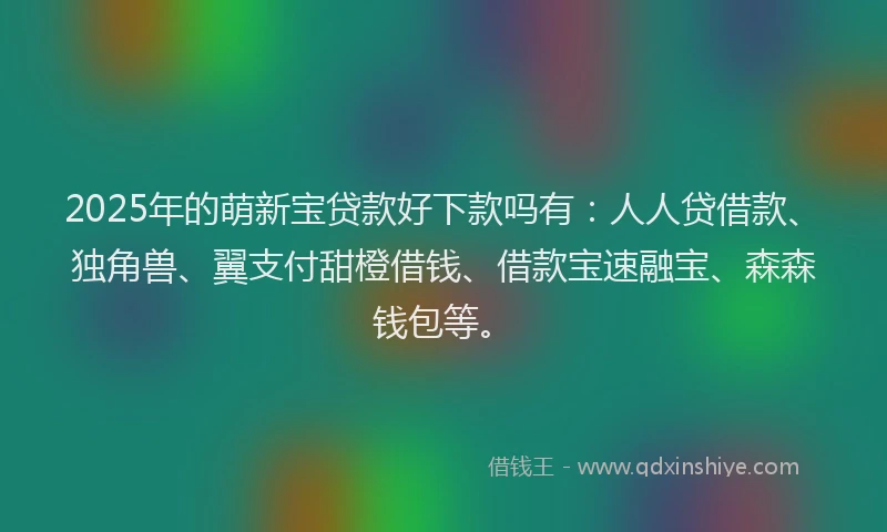 2025年的萌新宝贷款好下款吗有：人人贷借款、独角兽、翼支付甜橙借钱、借款宝速融宝、森森钱包等。