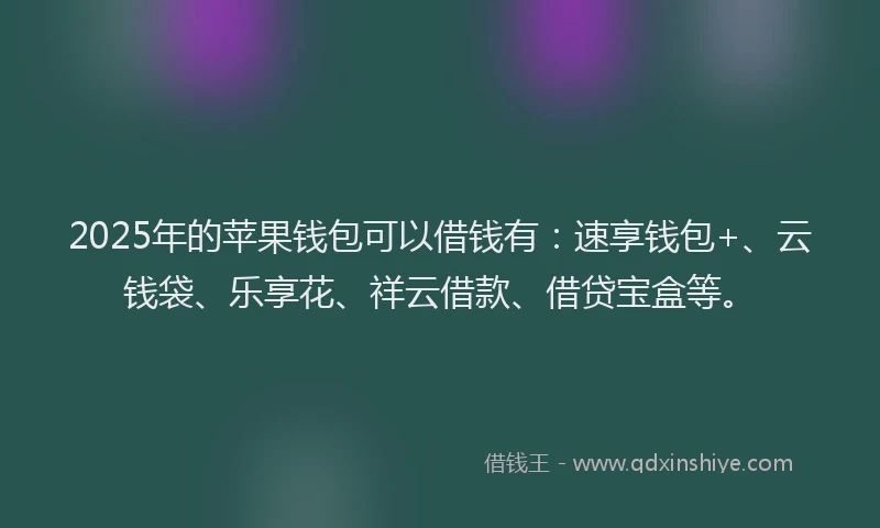2025年的苹果钱包可以借钱有：速享钱包+、云钱袋、乐享花、祥云借款、借贷宝盒等。