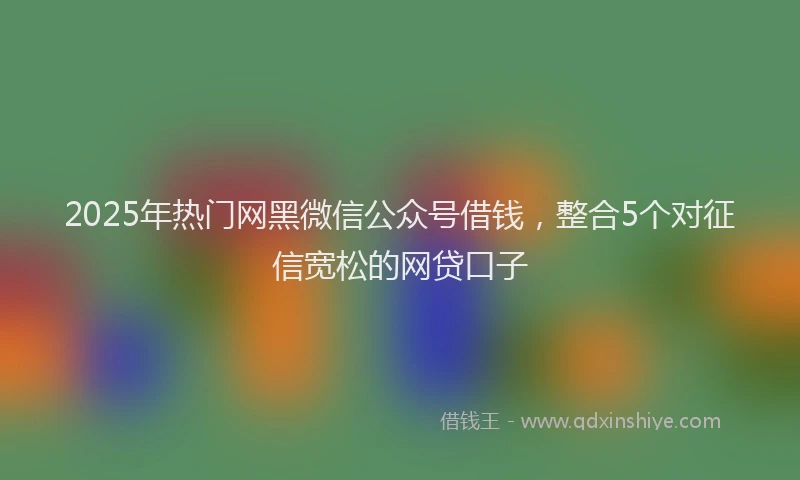 2025年热门网黑微信公众号借钱，整合5个对征信宽松的网贷口子