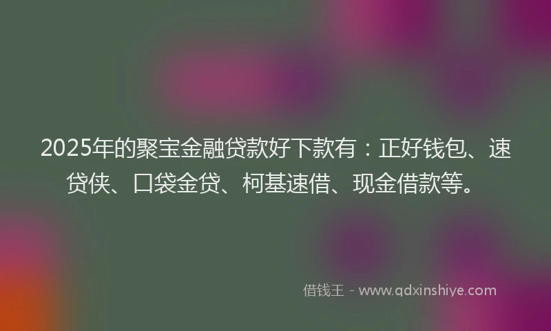 2025年的聚宝金融贷款好下款有：正好钱包、速贷侠、口袋金贷、柯基速借、现金借款等。