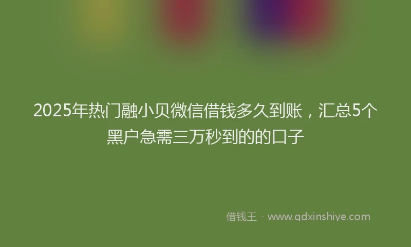 2025年热门融小贝微信借钱多久到账，汇总5个黑户急需三万秒到的的口子