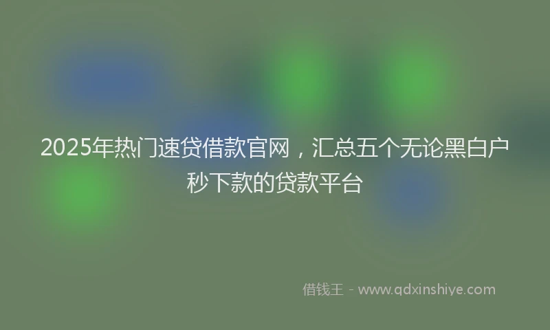 2025年热门速贷借款官网，汇总五个无论黑白户秒下款的贷款平台