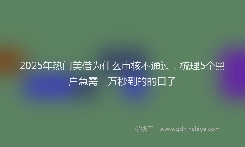 2025年热门美借为什么审核不通过，梳理5个黑户急需三万秒到的的口子