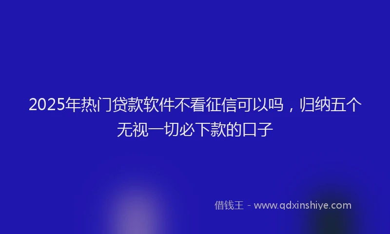 2025年热门贷款软件不看征信可以吗，归纳五个无视一切必下款的口子