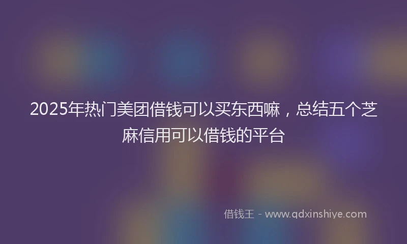 2025年热门美团借钱可以买东西嘛，总结五个芝麻信用可以借钱的平台