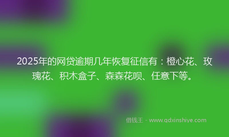 2025年的网贷逾期几年恢复征信有：橙心花、玫瑰花、积木盒子、森森花呗、任意下等。
