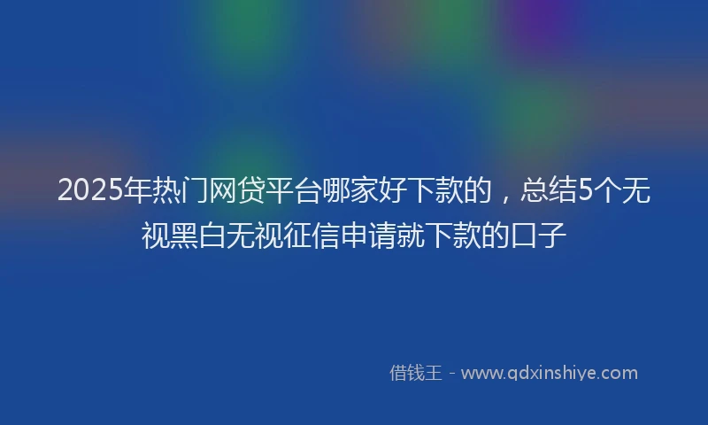 2025年热门网贷平台哪家好下款的，总结5个无视黑白无视征信申请就下款的口子