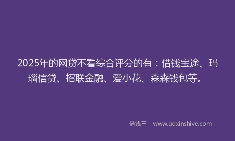 2025年的网贷不看综合评分的有：借钱宝途、玛瑙信贷、招联金融、爱小花、森森钱包等。