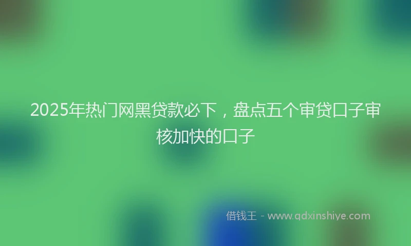 2025年热门网黑贷款必下，盘点五个审贷口子审核加快的口子