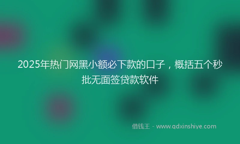 2025年热门网黑小额必下款的口子，概括五个秒批无面签贷款软件