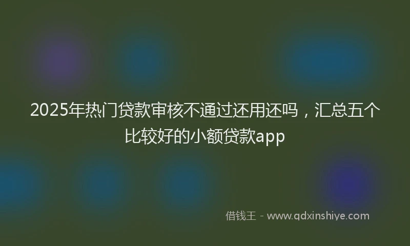 2025年热门贷款审核不通过还用还吗，汇总五个比较好的小额贷款app