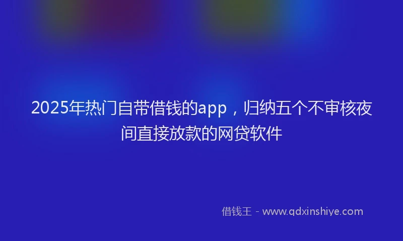2025年热门自带借钱的app，归纳五个不审核夜间直接放款的网贷软件