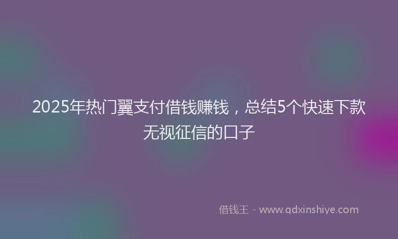2025年热门翼支付借钱赚钱，总结5个快速下款无视征信的口子