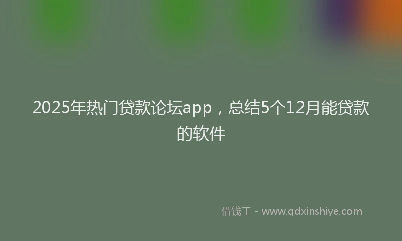 2025年热门贷款论坛app，总结5个12月能贷款的软件
