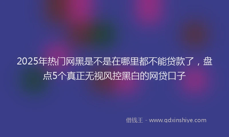 2025年热门网黑是不是在哪里都不能贷款了，盘点5个真正无视风控黑白的网贷口子