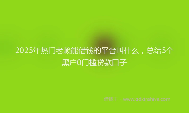 2025年热门老赖能借钱的平台叫什么，总结5个黑户0门槛贷款口子