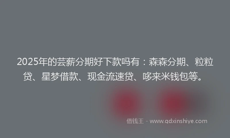 2025年的芸薪分期好下款吗有：森森分期、粒粒贷、星梦借款、现金流速贷、哆来米钱包等。