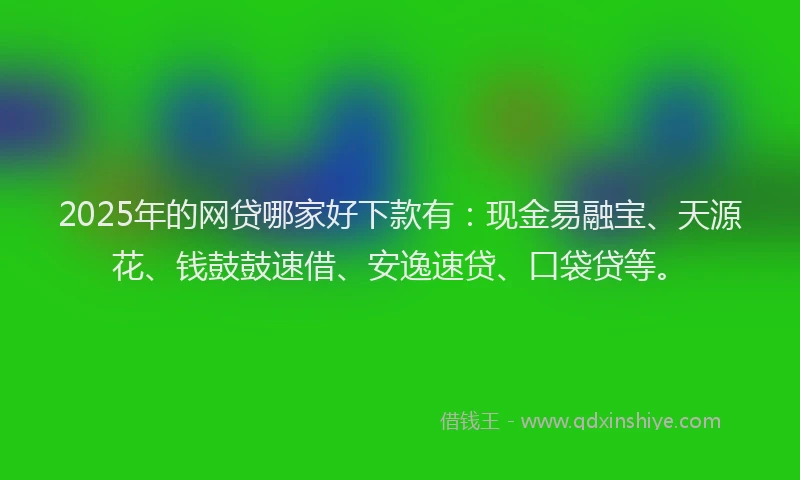 2025年的网贷哪家好下款有：现金易融宝、天源花、钱鼓鼓速借、安逸速贷、口袋贷等。