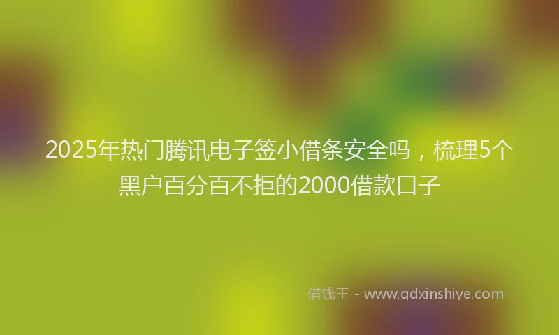 2025年热门腾讯电子签小借条安全吗，梳理5个黑户百分百不拒的2000借款口子