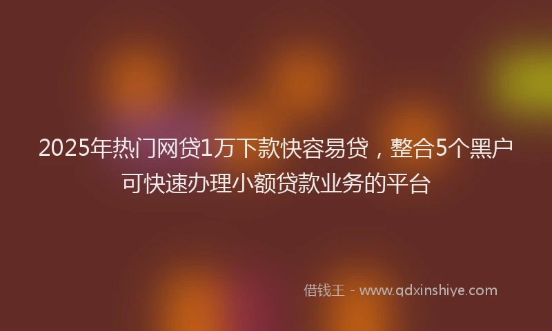 2025年热门网贷1万下款快容易贷，整合5个黑户可快速办理小额贷款业务的平台