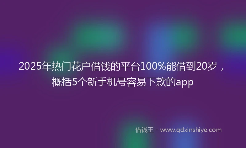 2025年热门花户借钱的平台100%能借到20岁,概括5个新手机号容易下款的app
