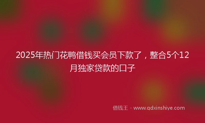 2025年热门花鸭借钱买会员下款了，整合5个12月独家贷款的口子