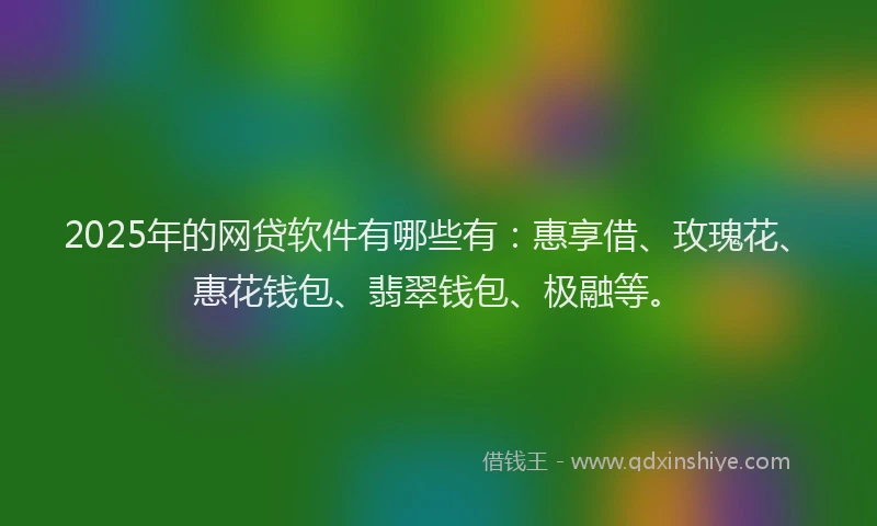 2025年的网贷软件有哪些有：惠享借、玫瑰花、惠花钱包、翡翠钱包、极融等。